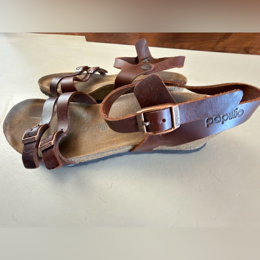 Papillio Brown Leather Sandals - Picture 3 of 10